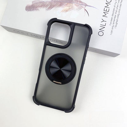 Four Corner Shockproof Slim PC Strong Magnetic Phone Case with 360 Rotating Metal Kickstand For iPhone 16ProMax 15 14 13 12 Skin Feel Bumper Shockproof Hard Full Cover