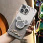 Glitter Transparent Gradient Mouse Head Mirror Kickstand Plating Phone Case For iPhone 16 15 14 13 12 Pro Max Clear Soft TPU Back Cover