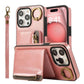 For iPhone 16ProMax 16 15 14 13 12 Leather Phone Case with Double Folding Wallet Wristband, Anti-Fall Card Bag Kickstand Shockproof Business Hard Full Cover