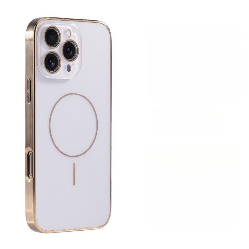 AG Glass Plating Fine Ring Strong Magnetic Phone Case With Len Protector For iPhone 16ProMax 15 14 13 12 11, Phone Handfeel Hard Full Cover
