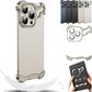 For iPhone 16 15 14 13 12 Pro Max Phone Case, Special-Shaped Premium Titanium Grey Aluminum Metal Frame Corner Anti-Fall Shockproof Borderless Slim Bumper Built-in Camera Protector Hard Cover