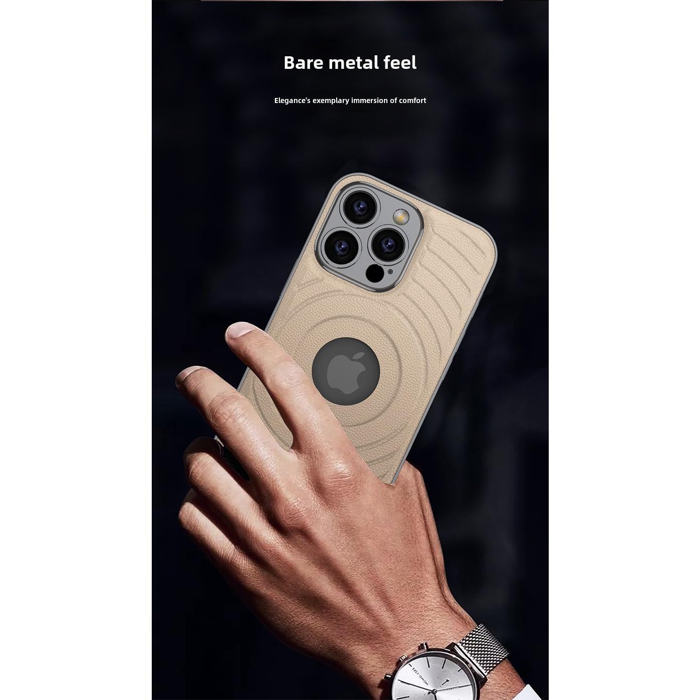 For iPhone 16 Electroplated Magnetic Phone Case for iPhone 16 Plus 16 Pro Max Leather Leakage Hole Shockproof Protective Cover