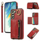 For Samsung S25Ultra S24 S23 S22 A16 A15 A35 A55 Leather Phone Case with Double Folding Wallet Wristband, Anti-Fall Card Bag Kickstand Shockproof Business Hard Full Cover