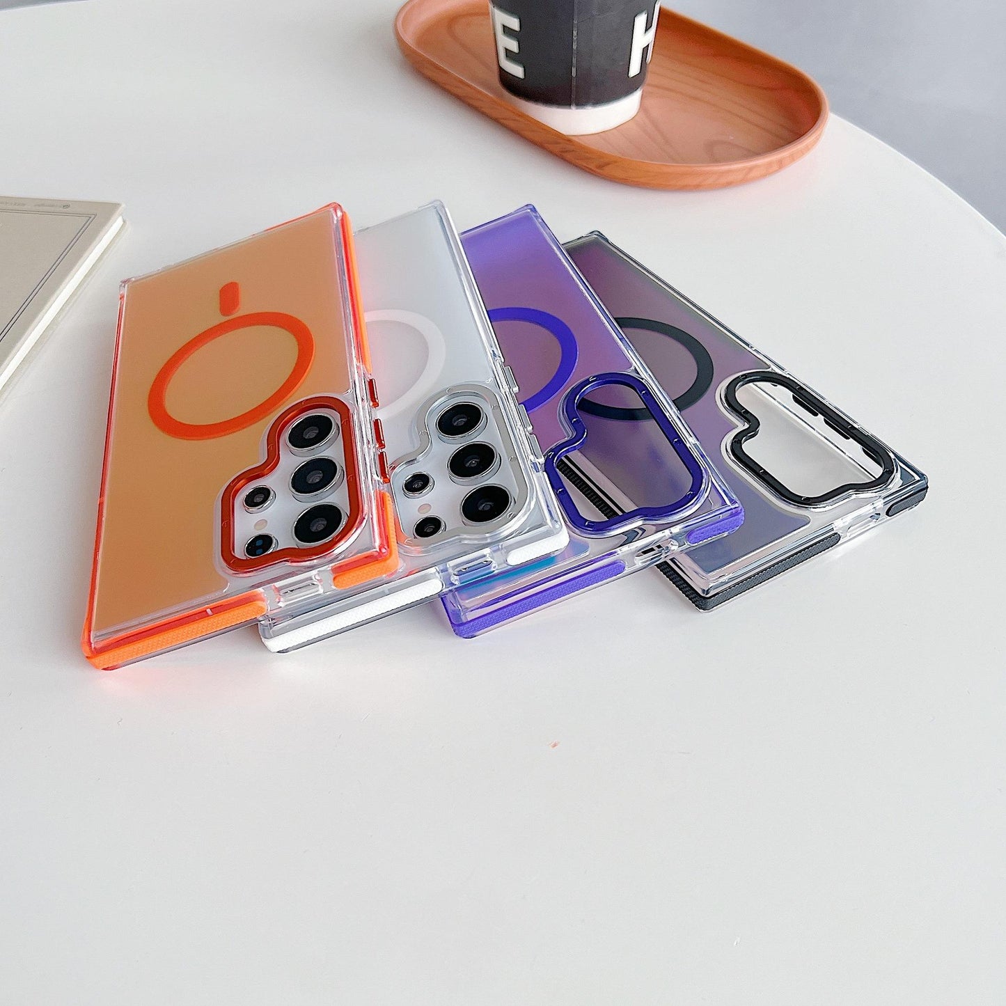 Laser Gradient Chameleon Strong Magnetic Wireless Charging Phone Case For Samsung S25Ultra S25 S24 S23 S22 A06 A15 A16 A25 A35 A36 A53 A54 A55 Metal Frame Acrylic Shockproof Hard Cover