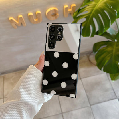 For Samsung S25Ultra S25 S24 S23 S22 S21 Phone Case, Luxury Glitter Mirror Wave Point Smile Plating Acrylic, Camera Protection Hard Full Cover