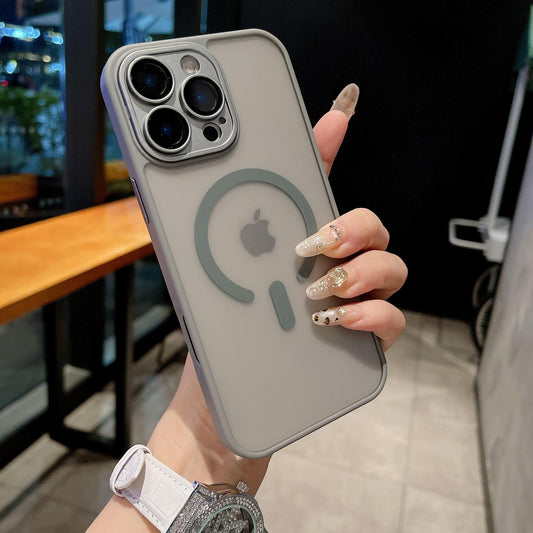 For iPhone 16ProMax 16 15 14 13 12 11 Plus Pro Max Phone Case, Matte Transparent C Pattern Magnetic Acrylic Slim, Camera Len Protector Cover Protection Hard Full Cover