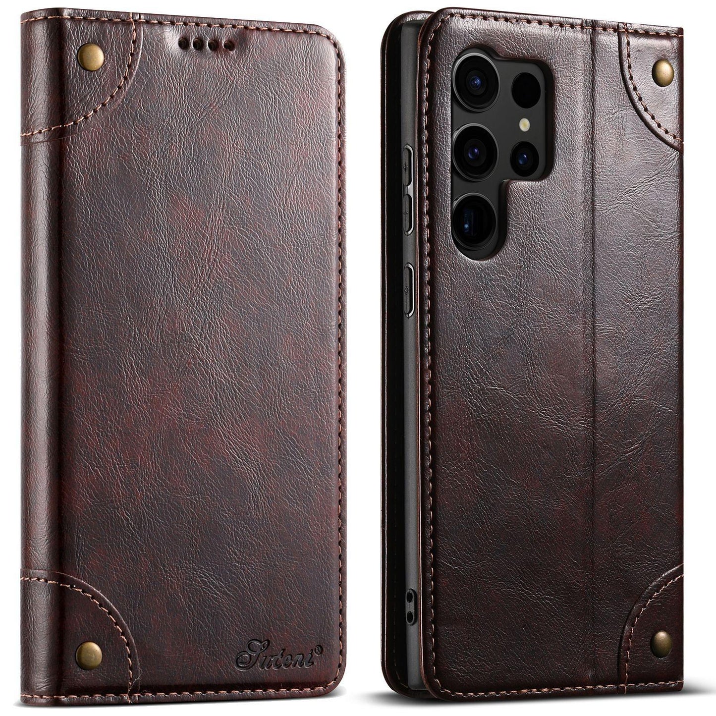 For Samsung S25 S24 S23 S22 Note20 Ultra Plus Phone Case, Smooth Surface Flip Wallet Case For Women Men Durable Faux Card Slot Leather Kickstand Magnetic Clasp Shockproof Phone Case