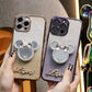 Glitter Transparent Gradient Mouse Head Mirror Kickstand Plating Phone Case For iPhone 16 15 14 13 12 Pro Max Clear Soft TPU Back Cover