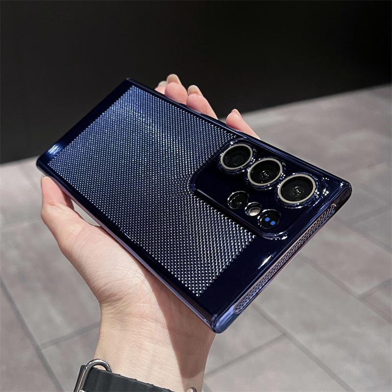 Ultra Slim Plating PC with Len Protector Cooling Phone Case For Samsung S25Ultra S24 S23 S22 S21 Note20 Shockproof Hard Full Cover