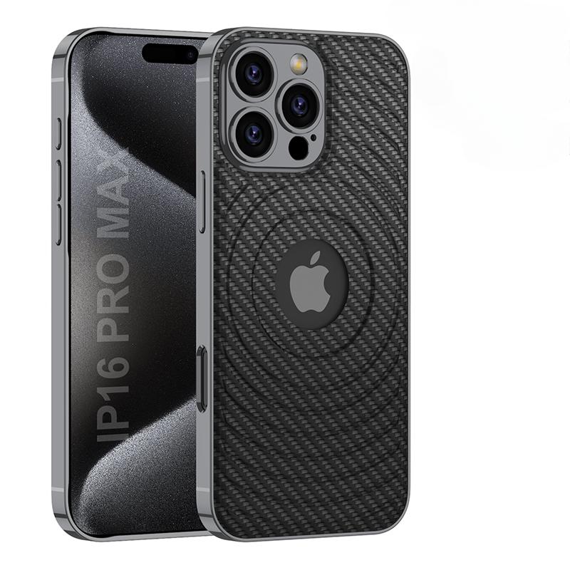 For iPhone 16 Electroplated Magnetic Phone Case for iPhone 16 Plus 16 Pro Max Leather Leakage Hole Shockproof Protective Cover