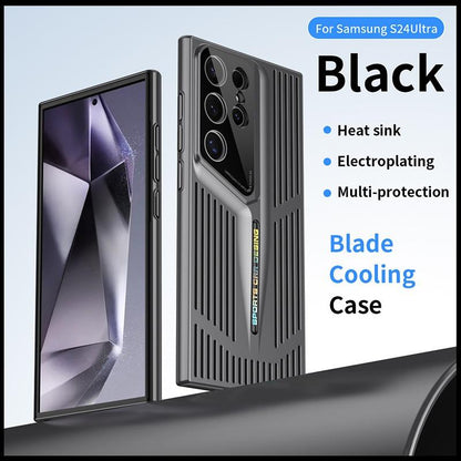 Premium Cooling Plating Hollow Out PC Blade Point Len Protector Shockproof Phone Case For Samsung S25Ultra S24 S23 S22 Hard Full Cover