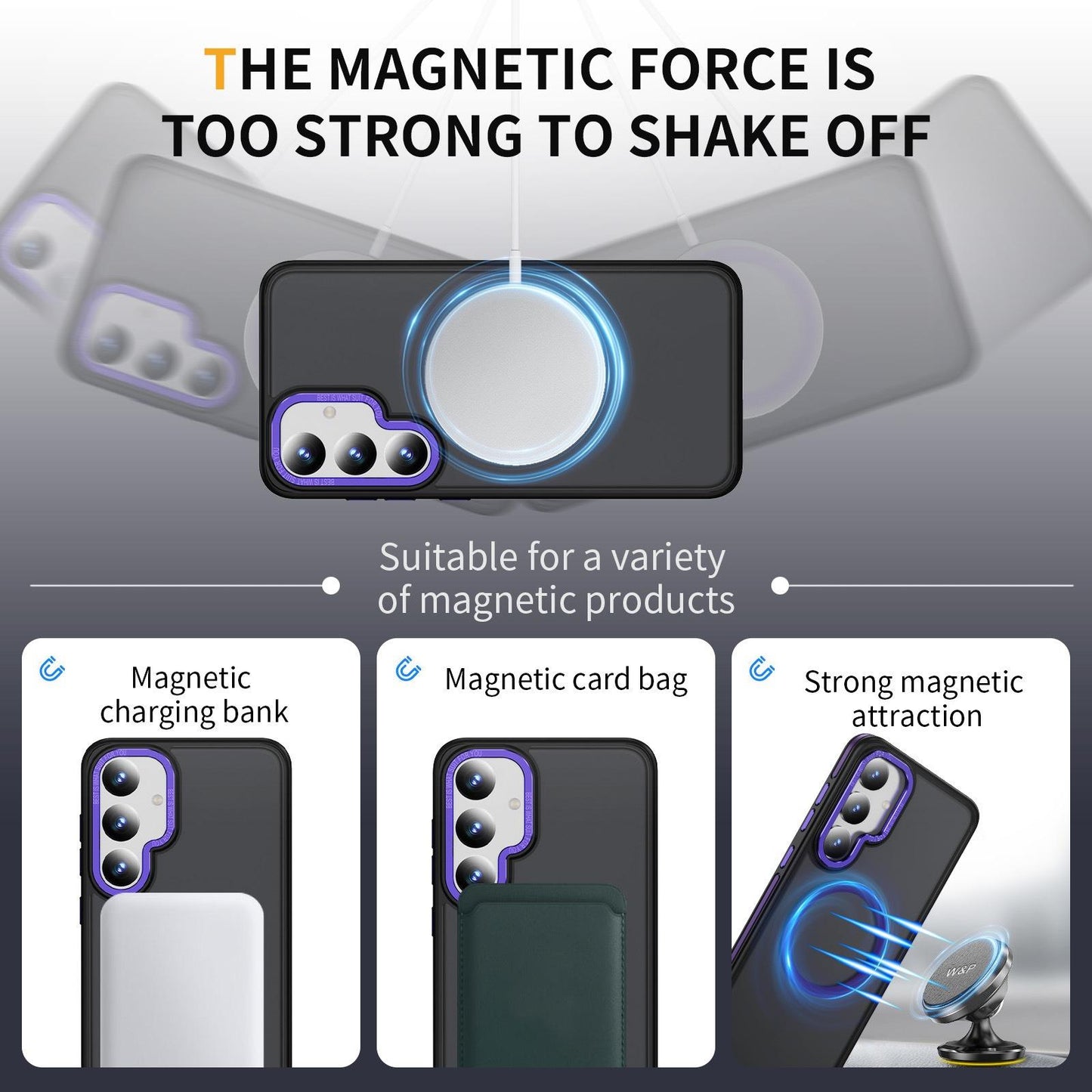 Two-tone Matte Transparent Anti-Dust Anti-Fall Bumper Shockproof Strong Magnetic Phone Case for Samsung S25Ultra S24 S23FE S23 A14 A15 A25 A35 A54 Bumper Hard Cover