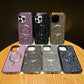 Luxury Rhinestone Glitter Plating Slim PC Strong Magnetic Phone Case For iPhone 16ProMax 15 14 13 Hard Support Wireless Charging Full Cover