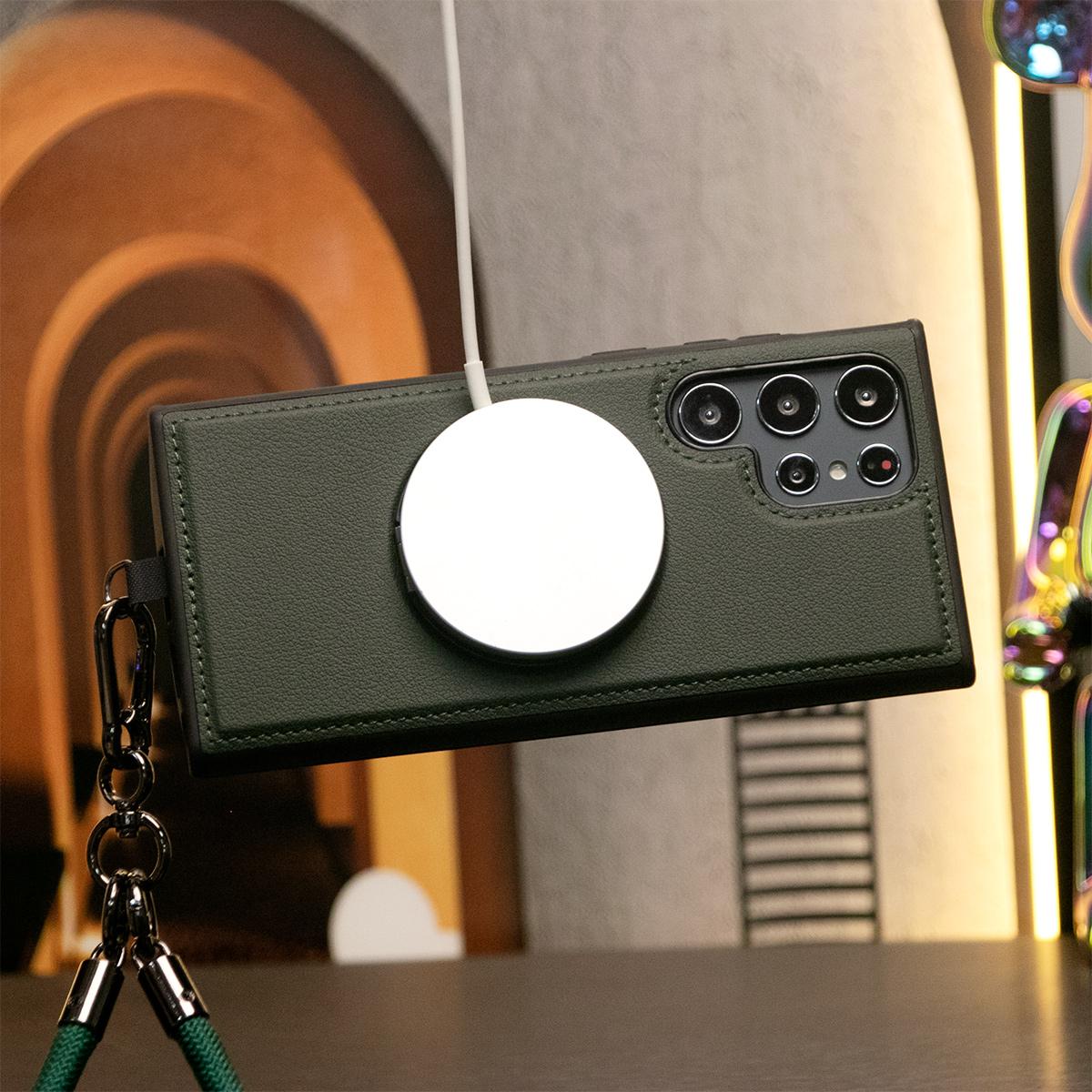 Luxury Full Leather Phone Case WIth Multifunctional Climbing Rope For Magsafe For iPhone 16 15 14 13 12 11 Magnetic Rotate Metal Holder Kickstand Hard Back Cover