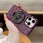 Luxury Rhinestone Glitter Plating Slim PC Phone Case with Gyro Kickstand For iPhone 16ProMax 15 14 13 Hard Full Cover