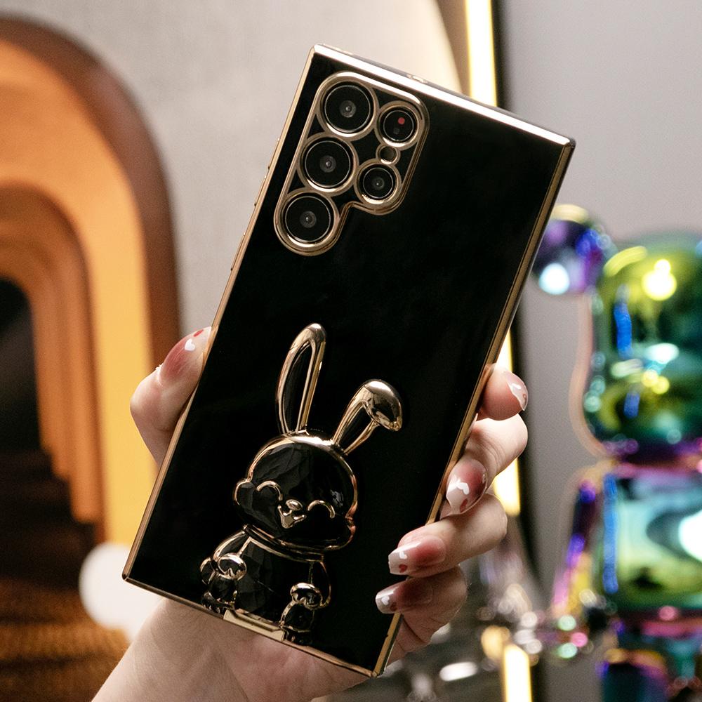 Rabbit Stand Plating Phone Case for Samsung S25Ultra S25Plus S25 S24Ultra S24Plus S24 S24FE