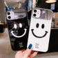 For iPhone 16ProMax 16 15 14 13 12 11 XR X/XS XSMax Phone Case, Luxury Glitter Mirror Smiling Face Plating Acrylic, Camera Protection Hard Full Cover