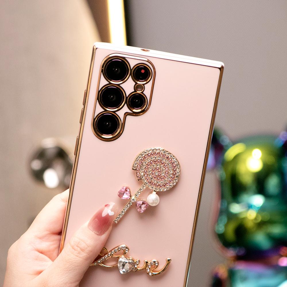 Love lollipop Plating Phone Case for Samsung A16 A15 A24 A25 A34 A35 A52 A53 A54 A55 A06