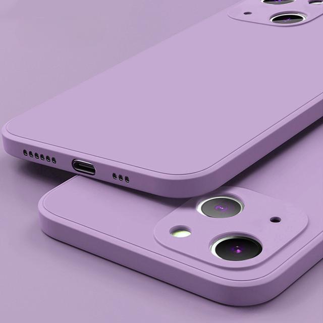 Für iPhone 16 15 14 Pro Max Handyhülle, Schlanke, matte, dünne, luxuriöse, quadratische, weiche, flüssige Silikon-Schutzhülle mit stoßfester Rückseite mit Mikrofaser-Innenfutter