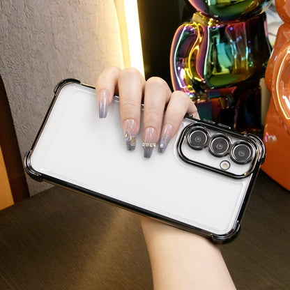 Luxury Plating Shockproof Clear Case for Samsung Galaxy A15 A25 A34 A35 A53 A54 A55 4G 5G Transparent Hard Acrylic Hybrid Bumper Armor Cover.