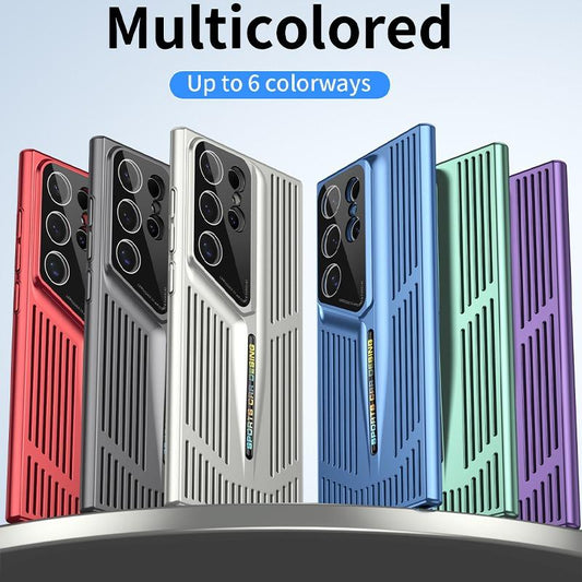 Premium Cooling Plating Hollow Out PC Blade Point Len Protector Shockproof Phone Case For Samsung S25Ultra S24 S23 S22 Hard Full Cover