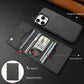 For iPhone 16ProMax 16 15 14 13 12 Leather Phone Case with Strong Magnetic Triple Fold Wallet, Anti-Fall Card Bag Kickstand for Magsafe Shockproof Business Hard Full Cover