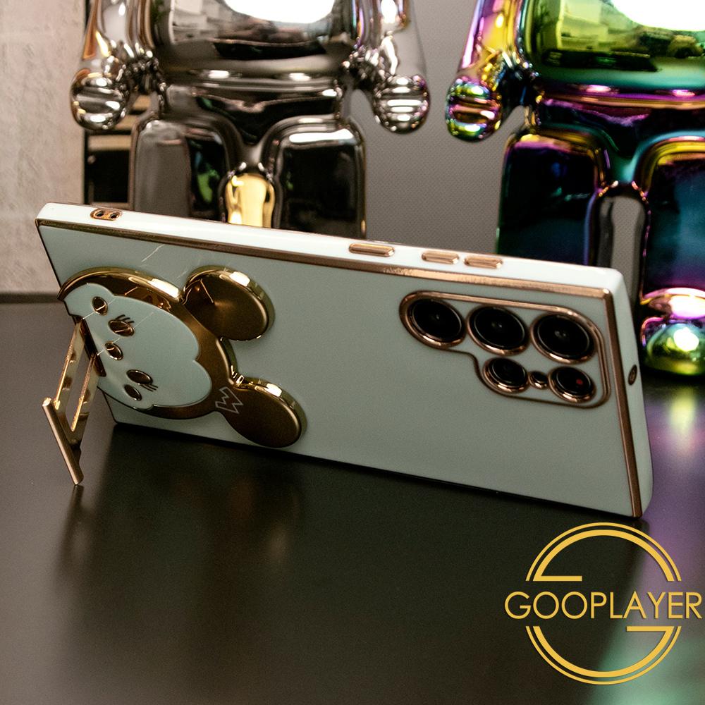 Plating Mouse Head Popstand Kickstand Phone Case for Samsung S25 S25Plus 25Ultra S24 S24FE S24Plus S24Ultra