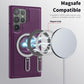 Luxury Full Leather Glossy Kickstand Phone Case For Magsafe For Samsung S25Ultra S25+ S25 S24FE S24 Ultra S23 S22 Ultra Plus Metal Ring Magnetic Metal Holder Shockproof Stand Back Cover