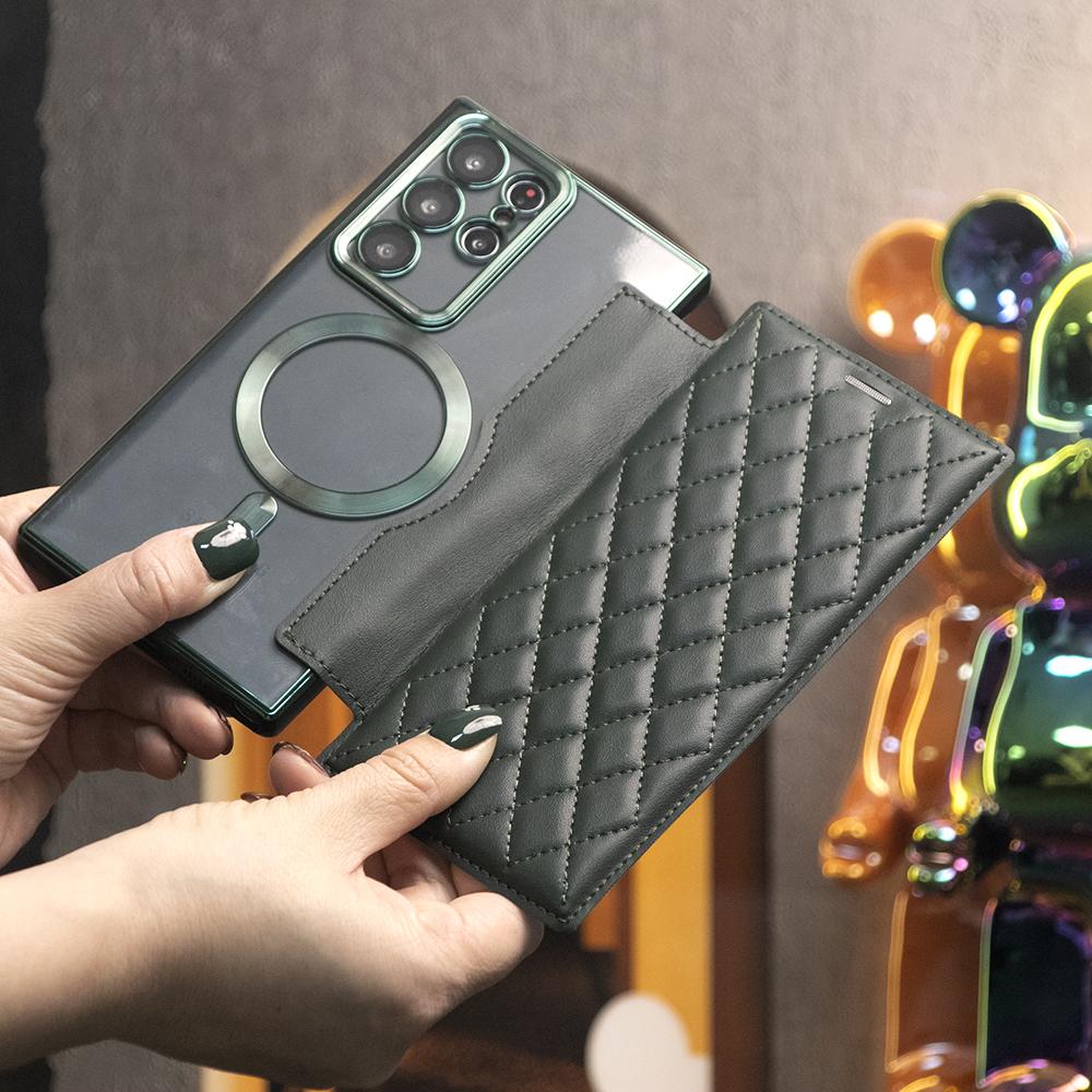 Strong Magnetic Suction Flip Leather Phone Case For Samsung S25Ultra S25 S24 S23 S22 Ultra Plus A15 A16 A35 A55 A05 Case High Leather Card Slot Equipped With Lens Protector Case