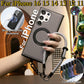 Luxury Full Leather Phone Case WIth Multifunctional Climbing Rope For Magsafe For iPhone 16 15 14 13 12 11 Magnetic Rotate Metal Holder Kickstand Hard Back Cover