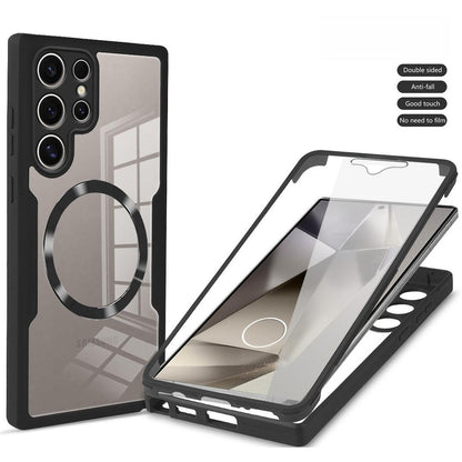 For Samsung S25Ultra S25 S24 S23 S22 S21FE A16 A26 A36 A56 Strong Magnetic Phone Case, Double Side 360 Full Protection, HD PET Screen Protector Acrylic Shockproof Hand Feel Hard Full Cover