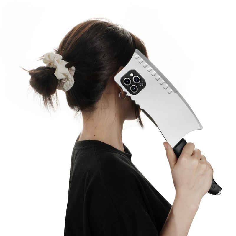 Creativity TPU Spoof Kitchen Knife Pattern Plating Len Protection Phone Case For Samsung S25Ultra S24 S23 S22 S21 Hard Full Cover