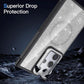 For Samsung S25Ultra S25 S24 S23 S21FE S20FE Strong Magnetic Phone Case, Glass Camera Kickstand Protection, Glitter Clear Acrylic Four Corner Shockproof Bumper Hand Feel Hard Full Cover