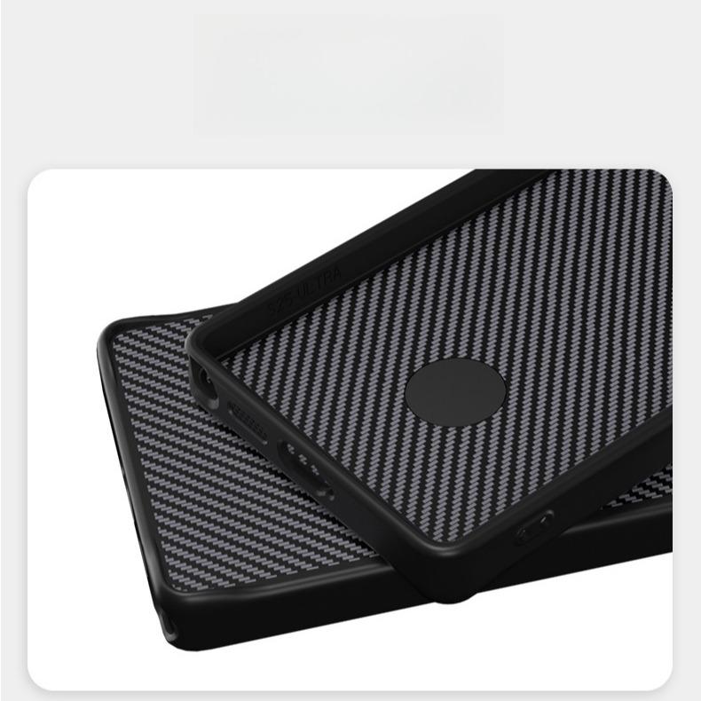 Carbon Fiber Pattern Slim PC Strong Magnetic Phone Case with 360 Rotating Metal Kickstand For Samsung S25Ultra S25Plus S25 S24 S23 A16 A26 A36 A56 Skin Feel Bumper Shockproof Hard Full Cover