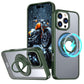 For iPhone 16 15 14 13 12 11 Phone Case with 360 Degree Rotate Ring Kickstand, Matte Crystal Magnetic Metal Camera Frame Shockproof Hard Full Cover