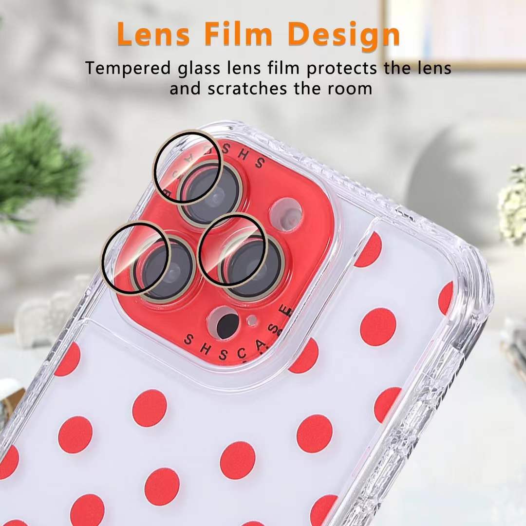 For iPhone 16ProMax 16 15 14 13 Phone Case With Short Wristband, Colorful 3 in 1 Transparent Luxury Wave Point Acrylic Anti Fall, With Camera Protector Shockproof Clear Hard Full Cover