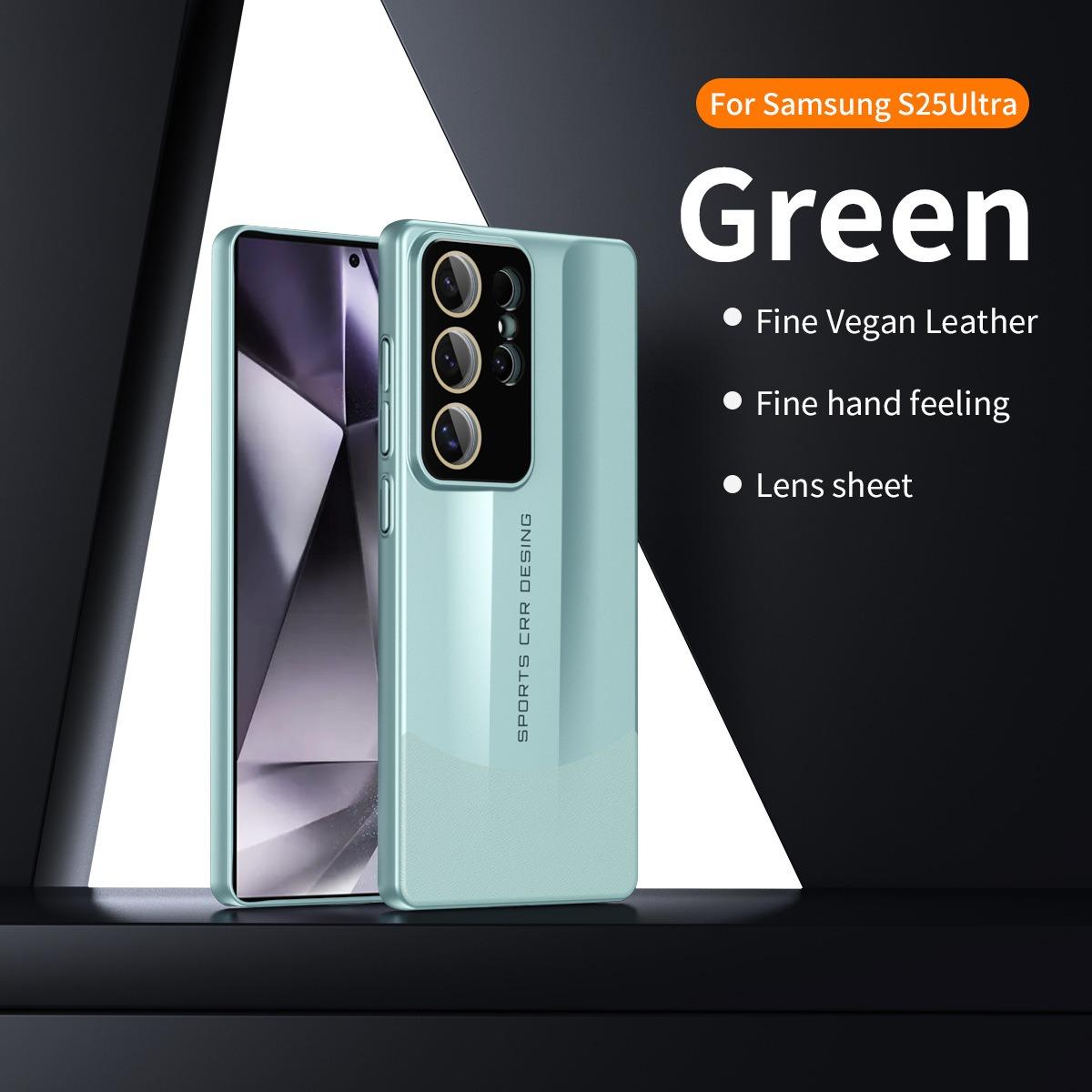 Premium PC Leather Two-tone Len Protector Shockproof Phone Case For Samsung S25Ultra S25 S24 S23 Hard Full Cover