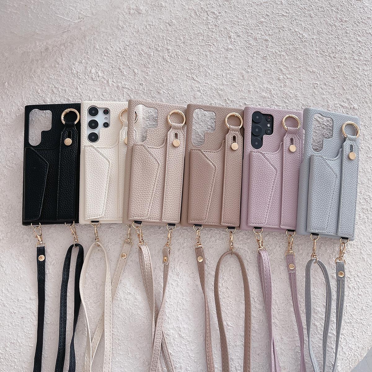Wrist Strap Crossbody Leather Wallet Case For Samsung Galaxy S25 S25Plus S25Ultra S24 S24FE S24Plus S24Ultra Card Holder Lanyard Cover