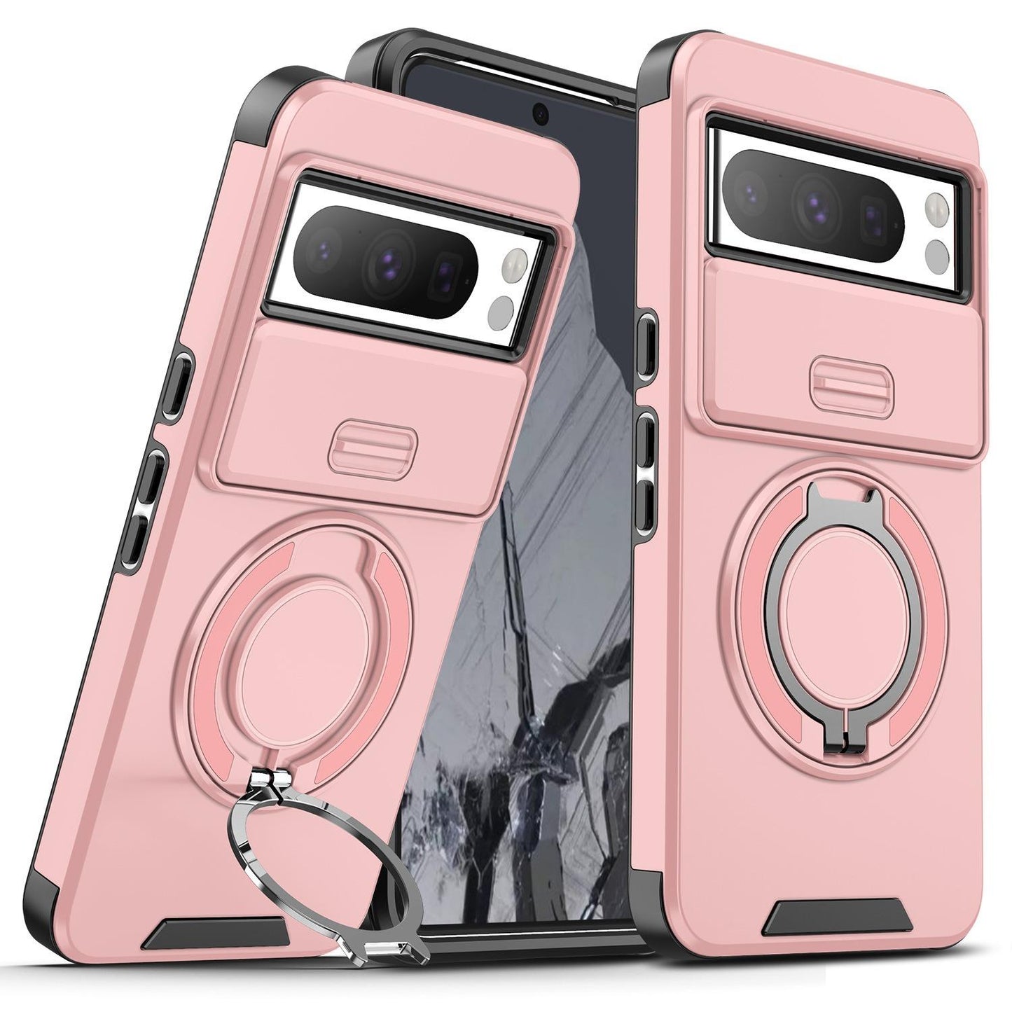 Ring Stand Holder Magnetic Case for Google Pixel  7 7Pro 8A 8Pro 9 Pro XL 9A Silde Camera Cover