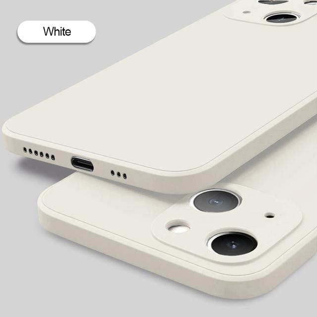 Slim Thin Luxury Square Liquid Soft Silicone Case For iPhone 16 15 14 Pro Max Protective Shockproof Back Cover with Microfiber Lining