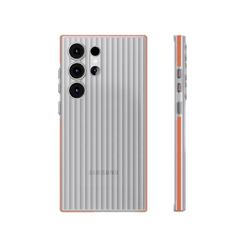 Corrugated Patter Matte Clear Ultra-thin Light Hard Slim Polycarbonate Transparent Phone Case with Bumper Strip for Samsung S25Ultra S25 S24 S23 Full Cover