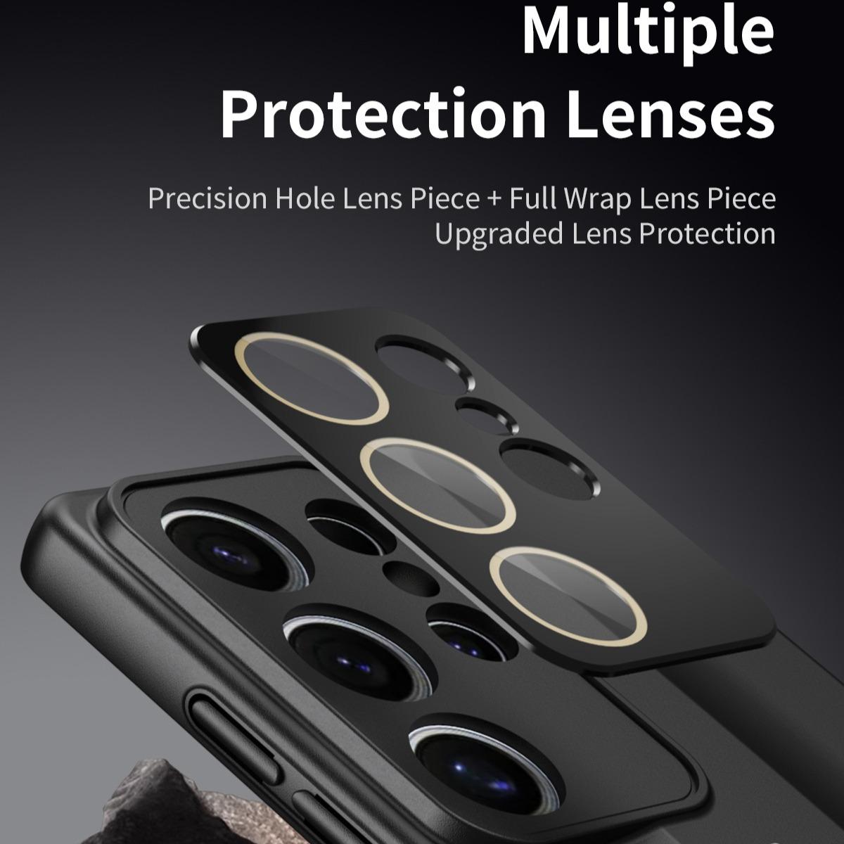 Premium PC Leather Two-tone Len Protector Shockproof Phone Case For Samsung S25Ultra S25 S24 S23 Hard Full Cover