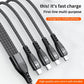 1.2m/2m 6A 4in1 One Drag Four Fast Filling Line Cable Aluminum Alloy + Two-color Braided Thread Fast Charging IP Type-C Android Universal
