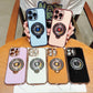 Plating Love Heart TPU Phone Case with Metal Magnetic Gyro Rotating Kickstand For iPhone 16ProMax 15 14 13 12 Shockproof Support Wireless Charging Soft Full Cover