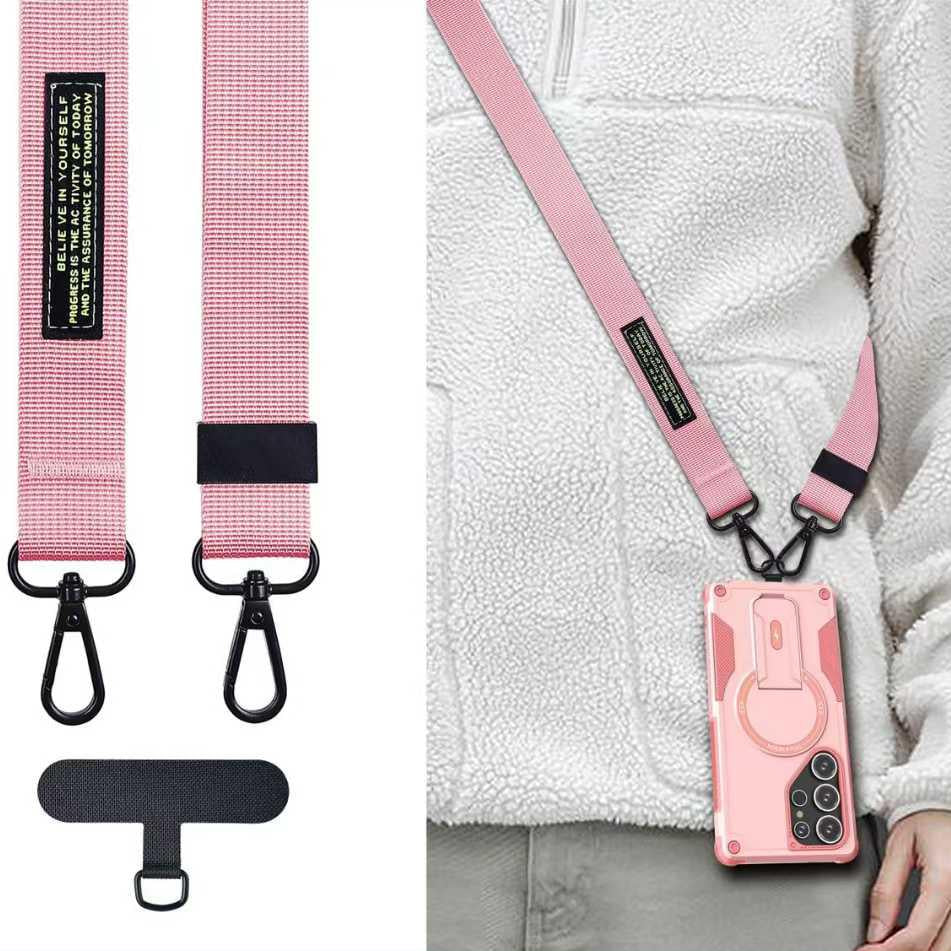 Anti-Fall Heavy Duty Protection Shockproof Magnetic Phone Case Kickstand With Long Wristband for Samsung S25Ultra S24 A06 A05 A16 A15 A14 A25 A25 A35 A36 A55 A54 Lanyard Bumper Hard Cover