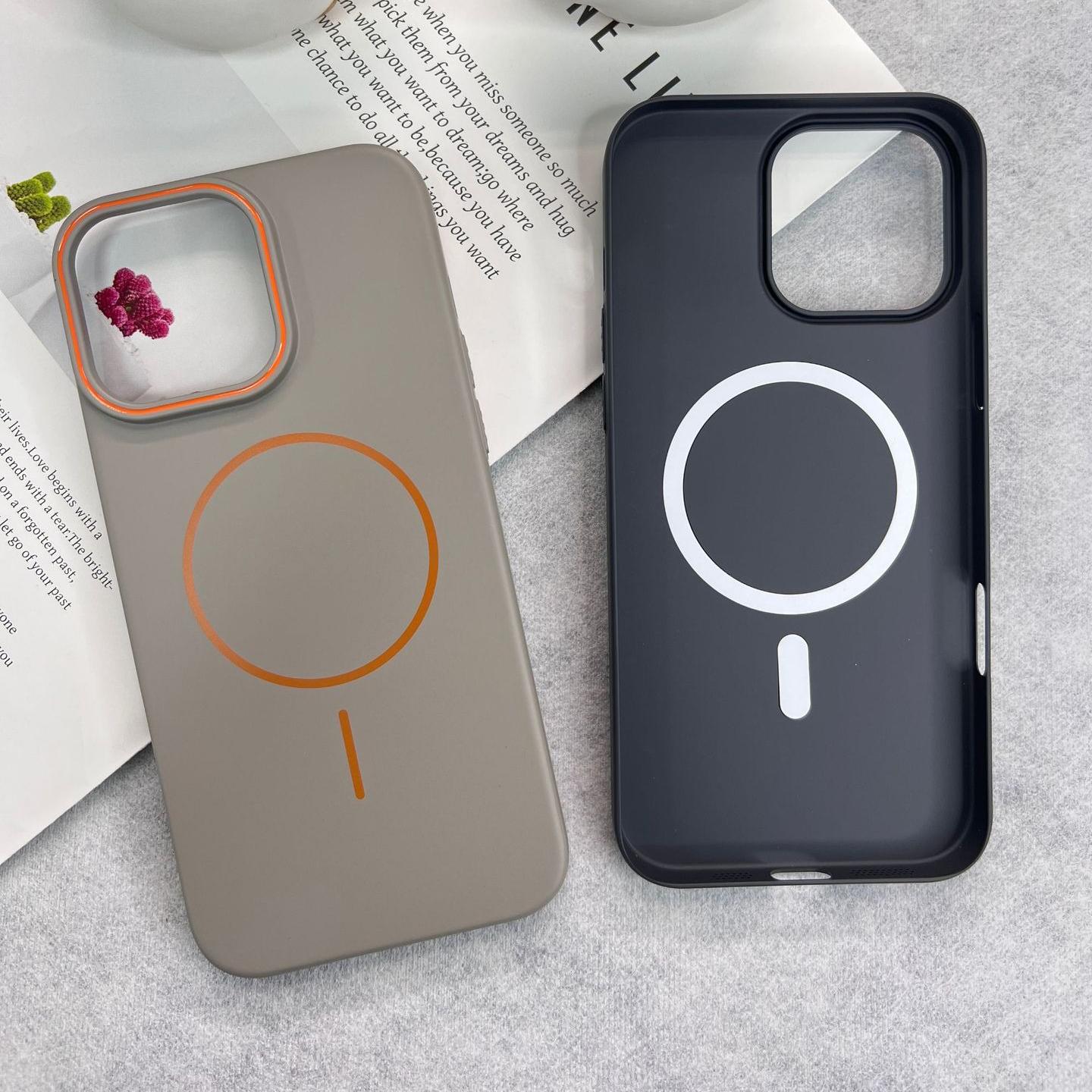 Matte Magnetic Two-tone Slim PC Phone Case For iPhone 16ProMax 15 14 13 12 11 X/XS XSMax Skin Feel Bumper Shockproof Hard Full Cover