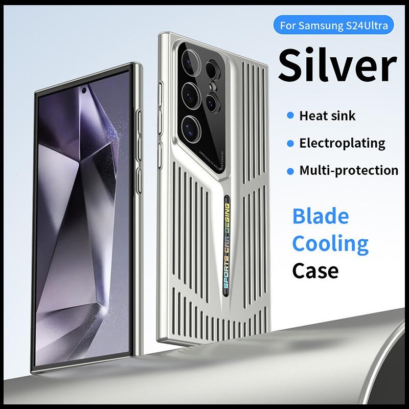 Premium Cooling Plating Hollow Out PC Blade Point Len Protector Shockproof Phone Case For Samsung S25Ultra S24 S23 S22 Hard Full Cover