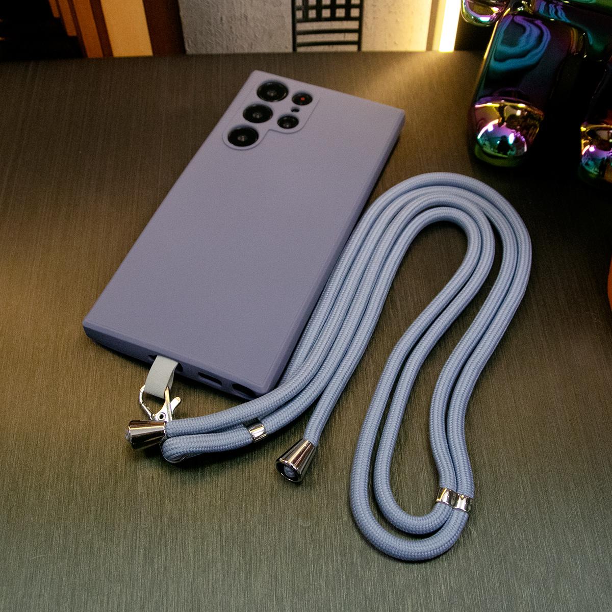 Silicone Matte Phone Case With Woven Lanyard For Samsung S25 S24 S23 S22 Camera Protect Soft Cover