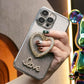 Glitter Transparent Gradient Diamond Love Heart Holder Plating Phone Case For iPhone 16 15 14 13 12 Pro Max Clear Soft TPU Back Cover