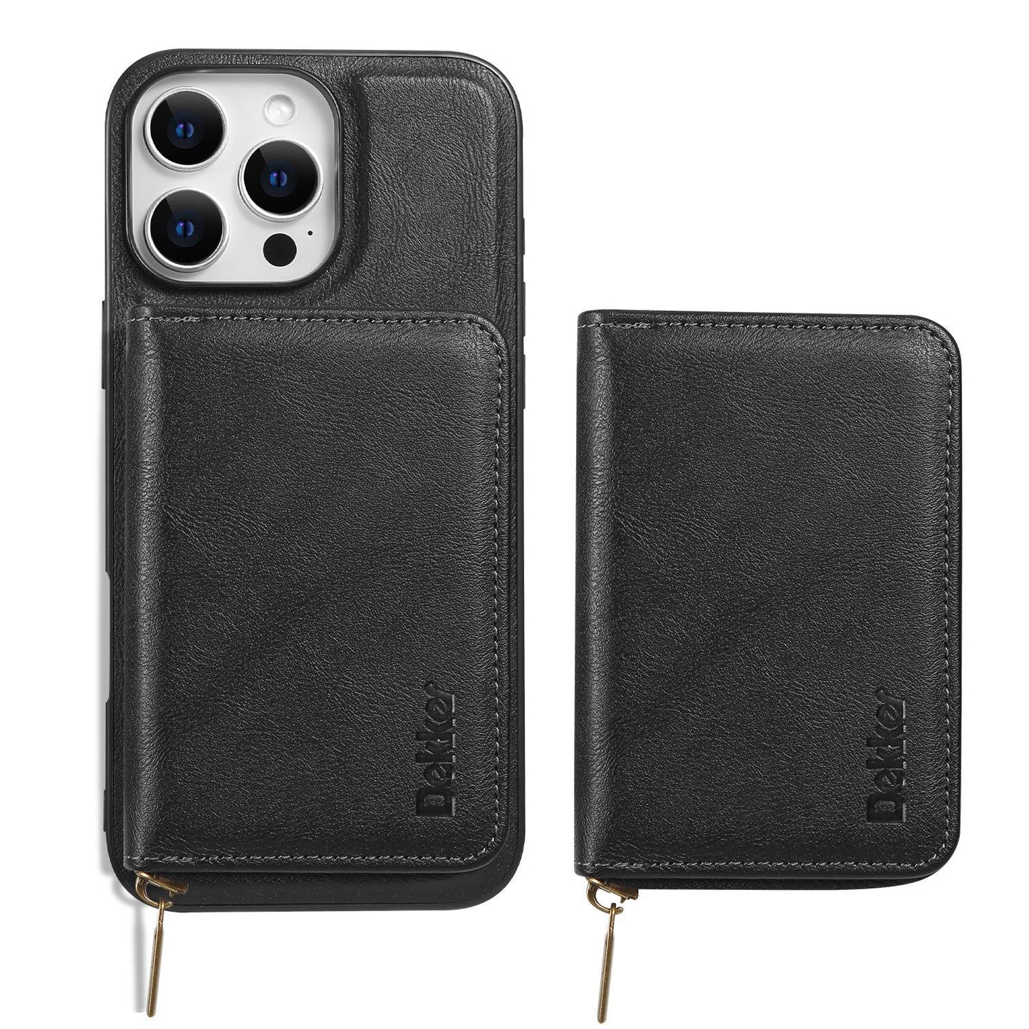 Multi-function Leather Zipper Card Case Strong Magnetic Wallet Card Holder Card Bag Case for Magsafe for iPhone 16 15 14 13 12 Pro Max Stand Cover for Samsung S25 S24 S23 Smart Phone Accessories